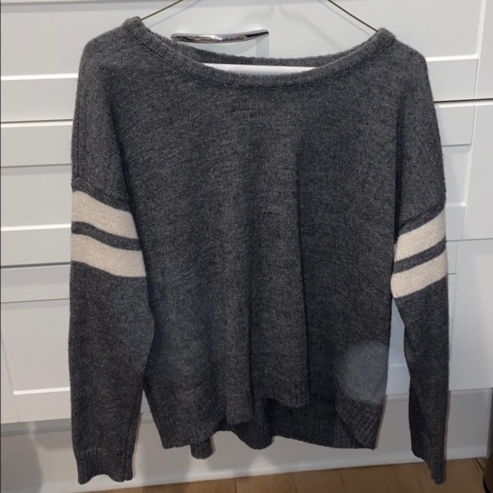 Brandy Melville grey sweater w/ white strips